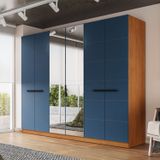 Guarda-roupa 6 Portas 4 Gavetas Com Espelho Lisboa Freijó/azul