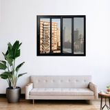 Janela Vitro 2 Folhas Móveis Com Tela Mosqueteira Alumínio 100x100 Cm Linha 25 Preto