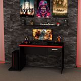 Mesa Para Computador Gamer 1 Gaveta 120x60 Cm Preto/vermelho