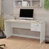 Mesa De Escritório Escrivaninha Com Gaveta 160x60cm Tampo 3cm Carvalho / Branco