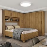 Guarda-roupa Casal Modulado 5 Portas Com Cama Santiago 3 Portas 5 Gavetas Cinamomo