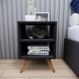 Mesa De Cabeceira Com Pés Mesinha Madeira Quarto Nicho Preto