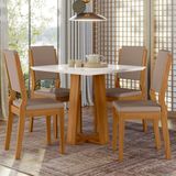 Conjunto Sala De Jantar Mesa Rubi Com 4 Cadeiras Carol Ype/off White/lux