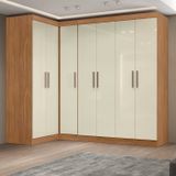 Guarda-roupa De Canto Modulado 7 Portas Paris Cinamomo/off White