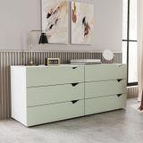 Cômoda 6 Gavetas 63,1x150,1x46 Cm Porto Branco/verde