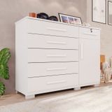 Cômoda Para Quarto 1 Portas 6 Gavetas Jade Expresso Móveis Branco