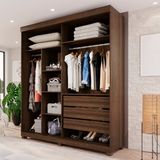 Guarda-roupas Closet Casal 3 Gavetas Com Pés Blumenau Imbuia