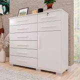 Cômoda Para Quarto 1 Portas 8 Gavetas Ônix Expresso Móveis Branco