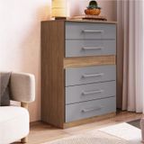 Cômoda Safira 5 Gavetas 95,7x62,8x40 Cm Freijó/cinza