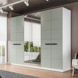 Guarda-roupa 6 Portas 4 Gavetas Com Espelho Lisboa Branco/verde