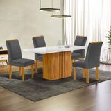 Conjunto Mesa Celeste 120cmx90cm Com 4 Cadeiras Luisa Tampo Smart Plus Com Vidro Cinamomo/off White/cinza