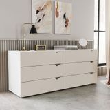 Cômoda 6 Gavetas 63,1x150,1x46 Cm Porto Branco/creme