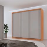 Guarda Roupa Casal Chile 100% Mdf 3 Portas De Correr Naturalle/off White