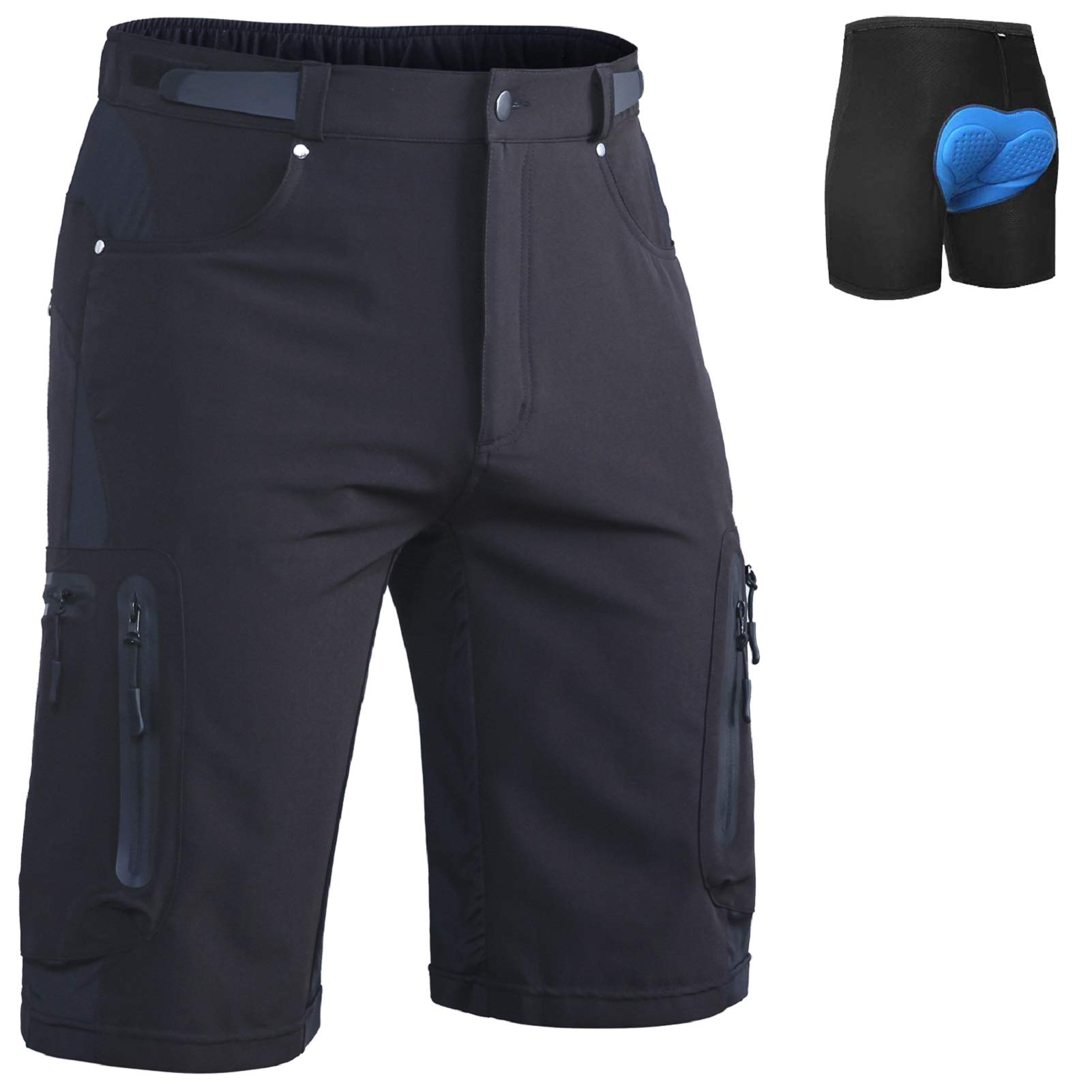 Shorts De Mountain Bike Ally 4d Acolchoados, Folgados, Para Ciclismo, Pretos