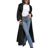 Casaco Trench Coat Utcoco Faux Suede, Longo, Trespassado, Preto Xxl