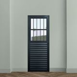 Porta De Aluminio Postigo Social 210x70cm Linha Plus Lux-esquadrias Preto