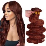 Pacotes De Cabelo Diexrlamx Copper Body Wave, Marrom Avermelhado, 40 Cm