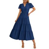 Vestido Feminino Prettygarden De Verão De Manga Curta Com Decote Em V
