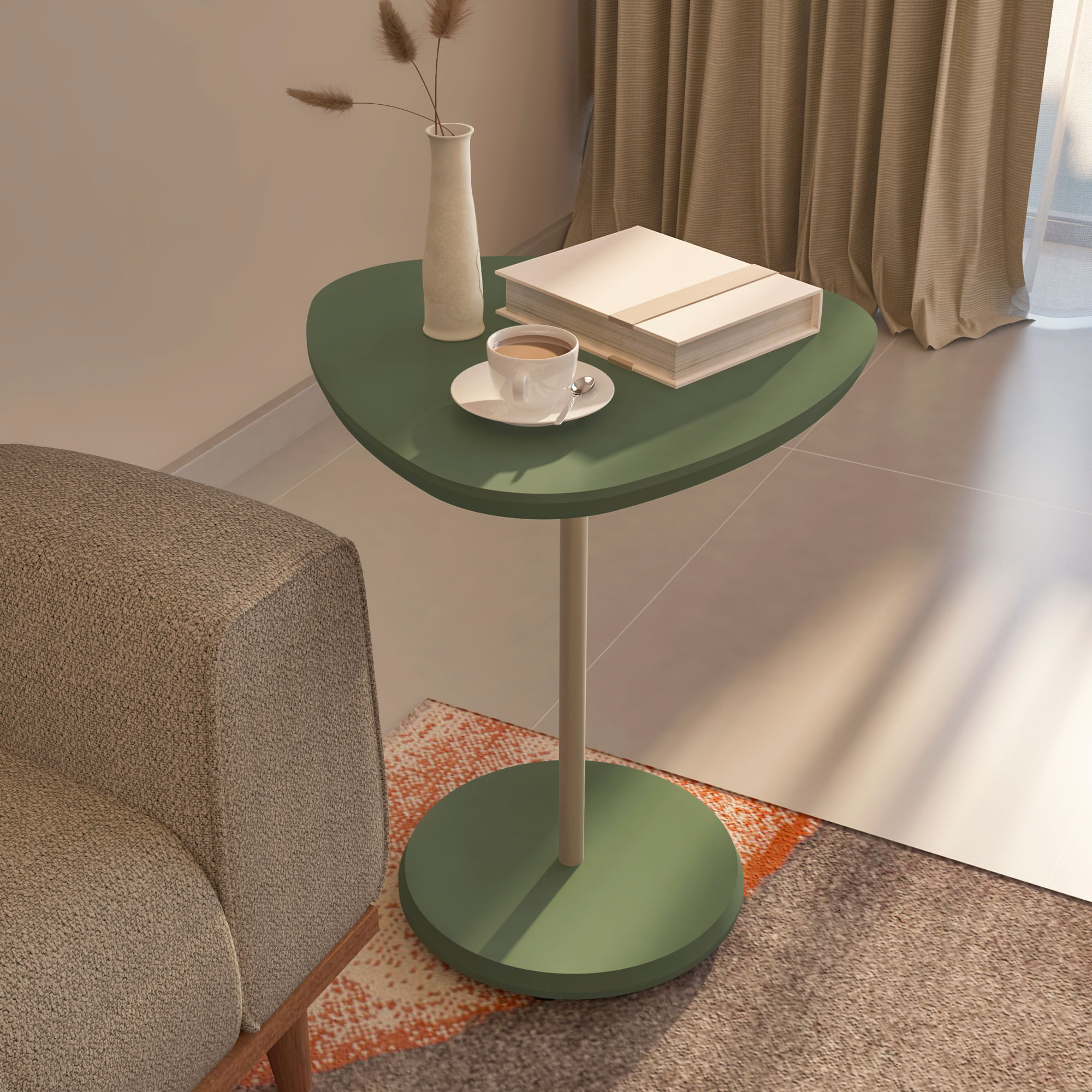 Mesa De Apoio Lateral Alta Mdf Bel Artely Cor Menta