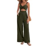 Macacões Agerway Dressy Summer Com Decote Em V Twist Feminino Verde Militar