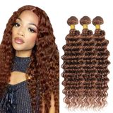 #30 Brown Bundles Human Hair Water Wave 24 Cm 26 Cm 28 Cm 10a