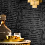 Papel De Parede Fititem Black Peel And Stick 16.8m² Black Crocodile