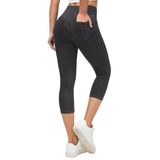 Jeans Capri Jeggings Ewedoos, Cintura Alta, Elástico, Cinza, Feminino