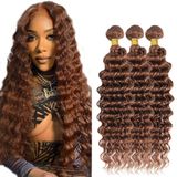#30 Brown Bundles Human Hair Water Wave 70-80-90cm 150g