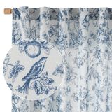 Cortinas Vangao Linen Blend Floral, 214 Cm De Comprimento, Azul Toile