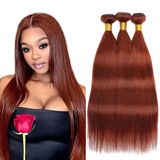 Pacotes De Cabelo Huxowax Color #33 Copper Red 45-50 Cm 8a Grade