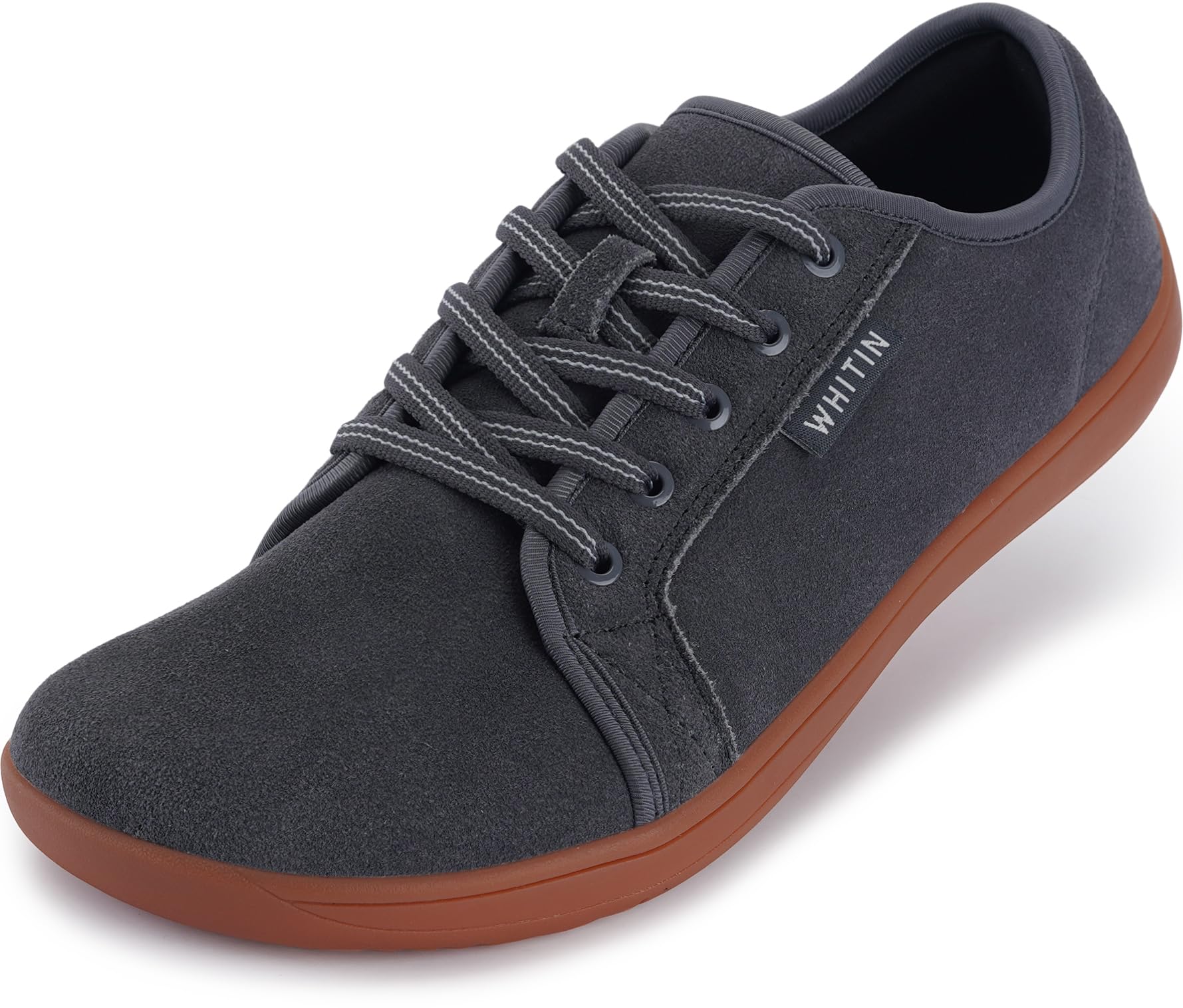 Sapatos Whitin, Couro Minimalista, Tênis Descalços, Masculinos, Cinza 47
