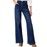 Jeans Astylish, Bota Feminina Elástica De Cintura Alta, Azul Sujo