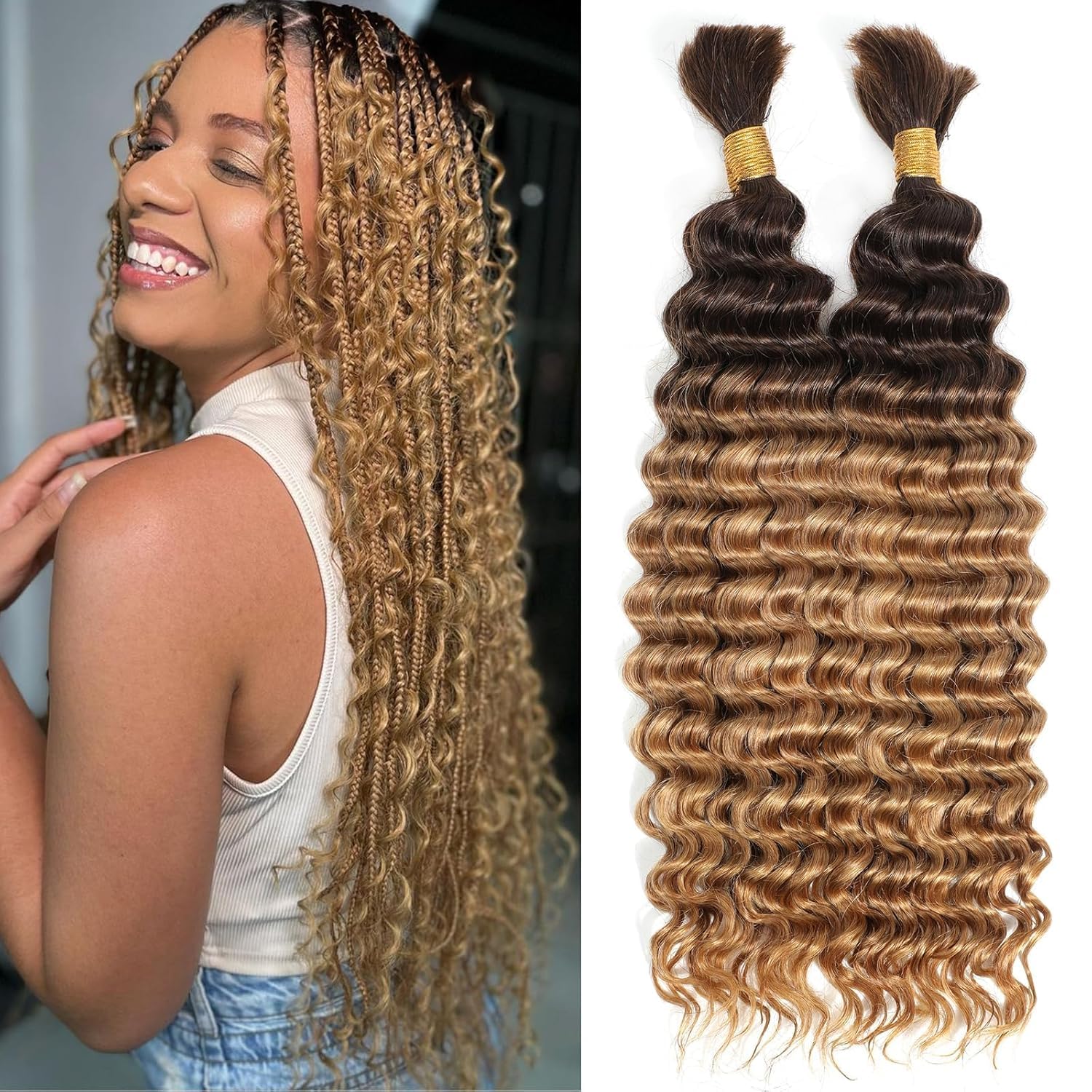 Braiding Hair Urbeauty Boho Braids Human Hair Deep Wave 18 Polegadas