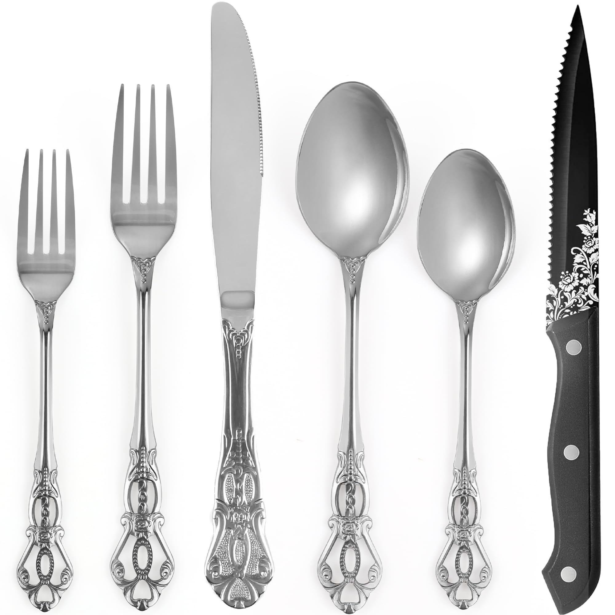 Conjunto De Talheres Runfly Retro Royal Silver 48 Peças Para 8