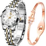 Relógio Olevs Feminino Em Ouro Rosa Com Conjunto De Pulseiras À Prova D&#39;água De 30 M