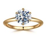 Anel Smilest Moissanite Solitaire Banhado A Ouro Amarelo 18k