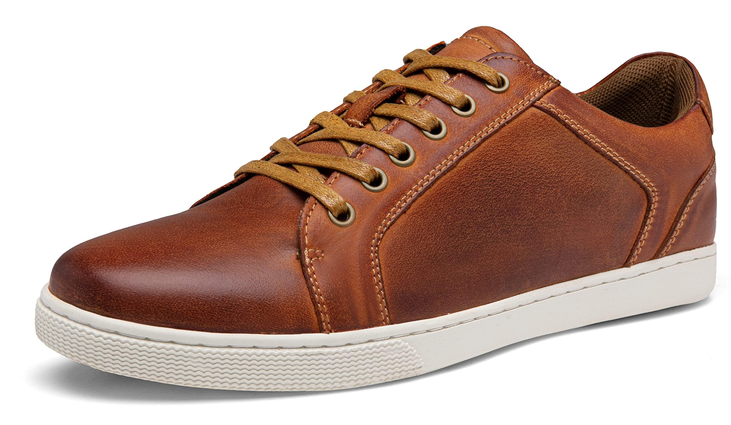 Tênis Jousen Amy902, Vermelho, Marrom, Couro, Sapatos Casuais Masculinos (11)