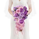 Buquês De Casamento Serwalin 28 Cm De Flores De Espuma De Seda Roxa