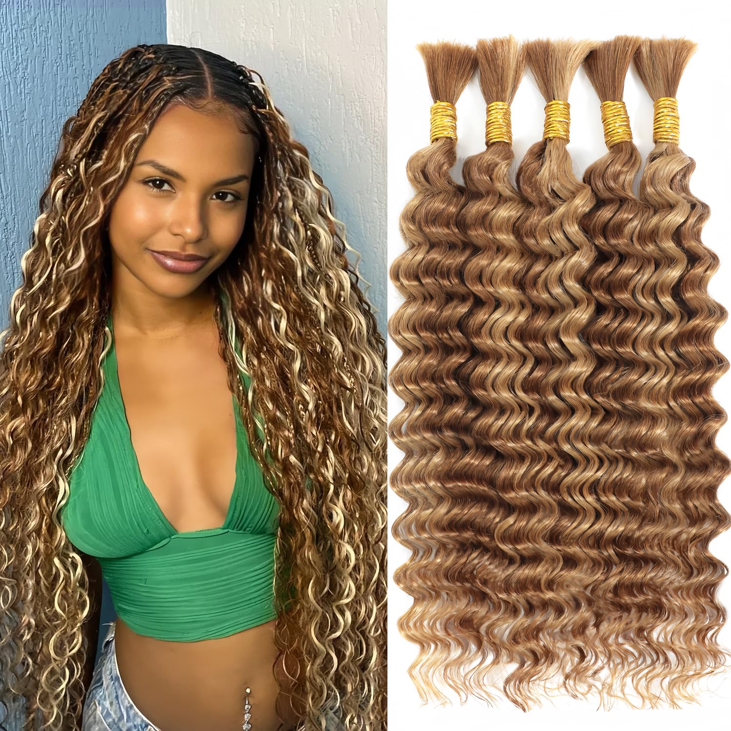 Human Braiding Hair Okaabay, 18 Polegadas, 5 Pacotes, 150 G/pacote #27 /30