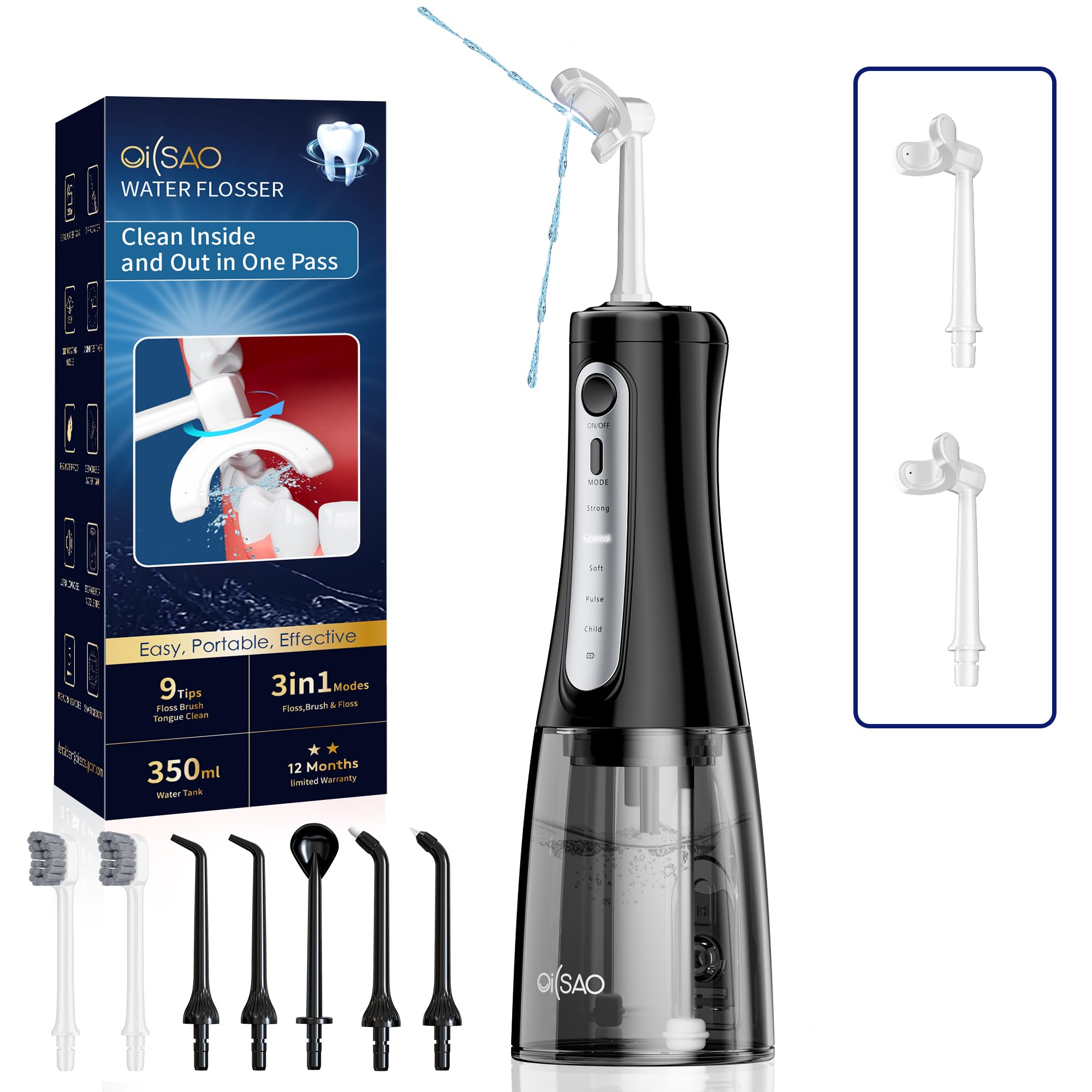 Water Flosser Oilsao Cordless 350ml Com 5 Modos E 9 Dicas