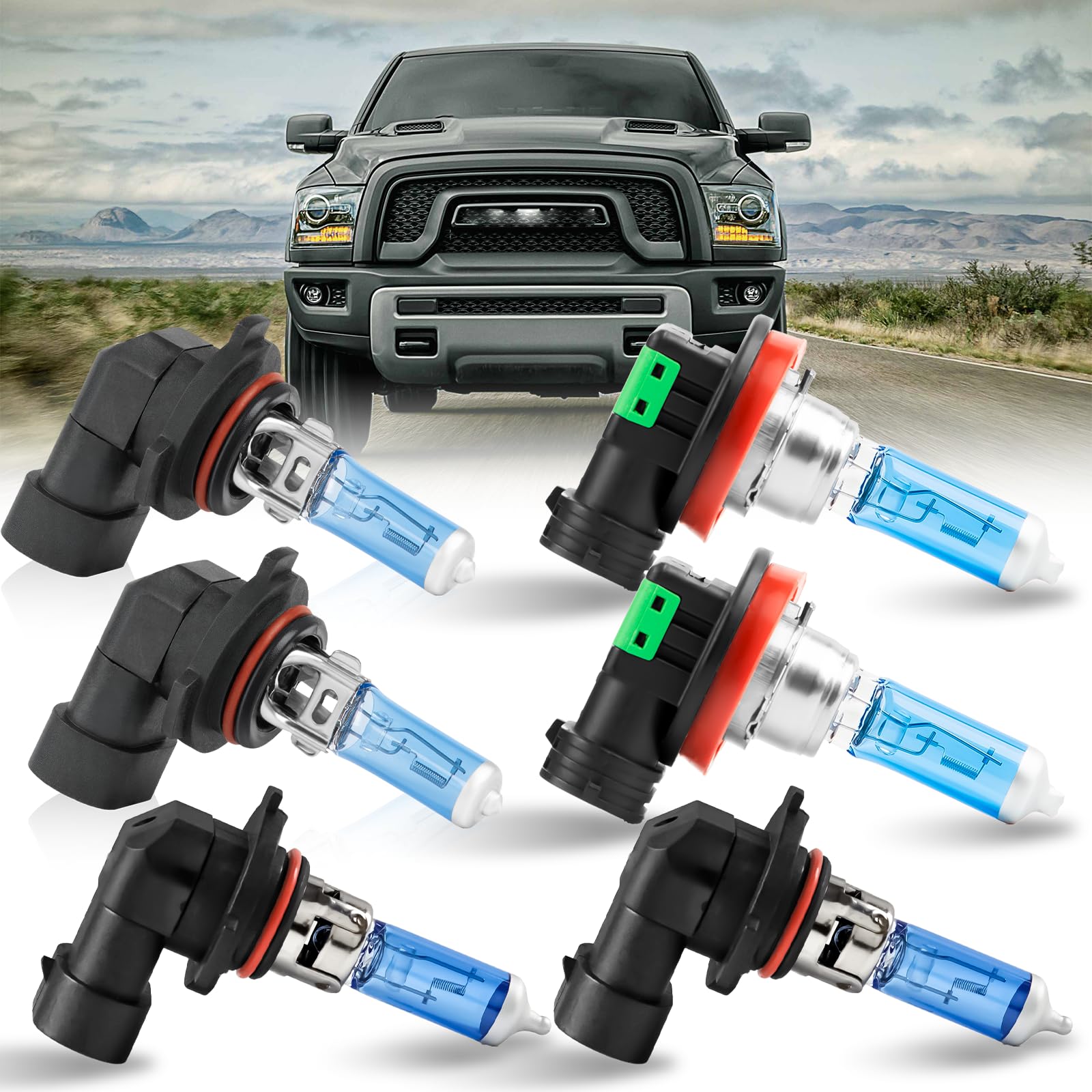 Kit Combinado De Lâmpadas Halógenas Para Dodge Ram 1500-3500
