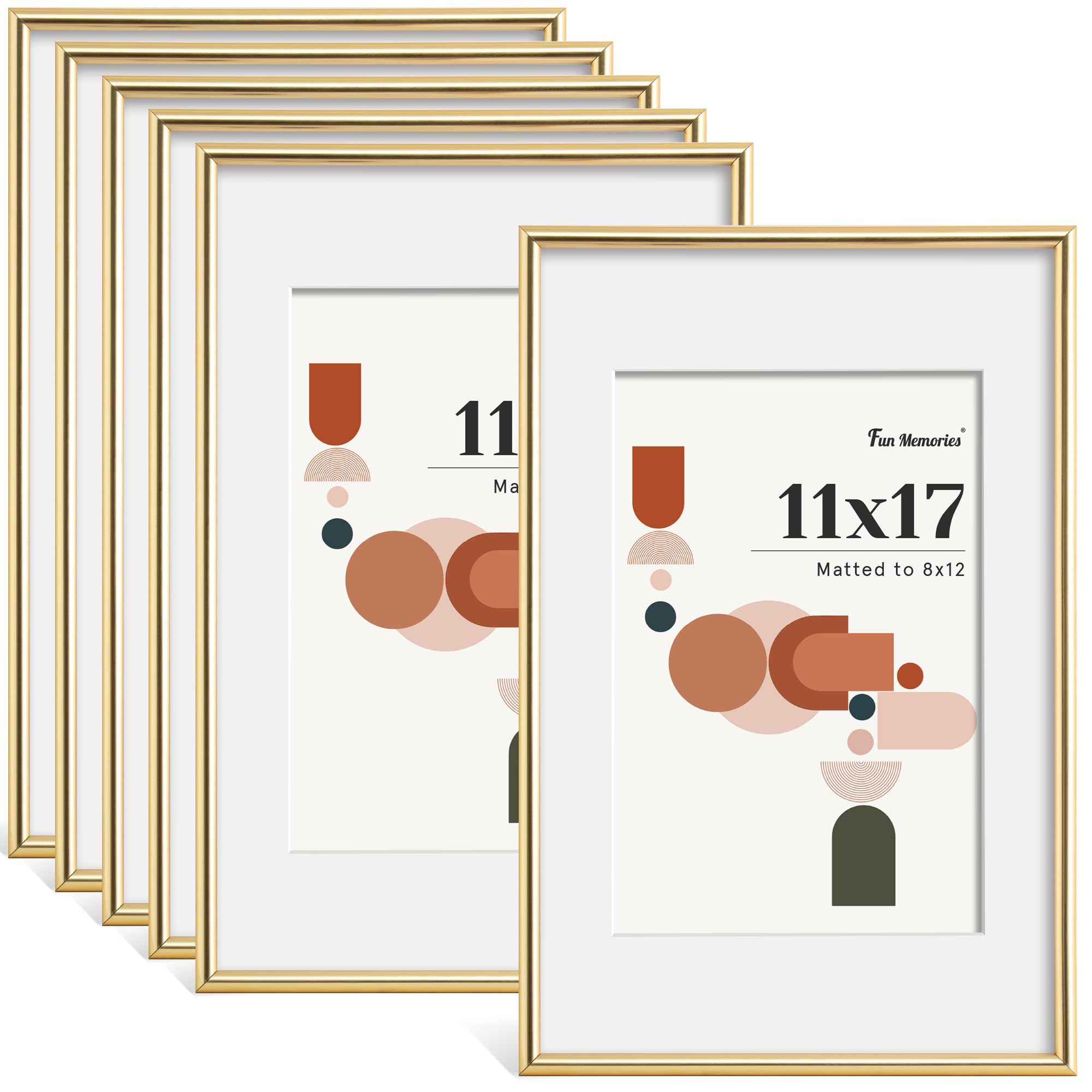 Conjunto Picture Frame Fun Memories De 6 Peças Douradas De 11 X 17 Cm (8 X 12 Cm)