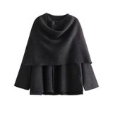 Casaco De Cachecol Peacoat Kissonic Feminino De Grandes Dimensões Cinza