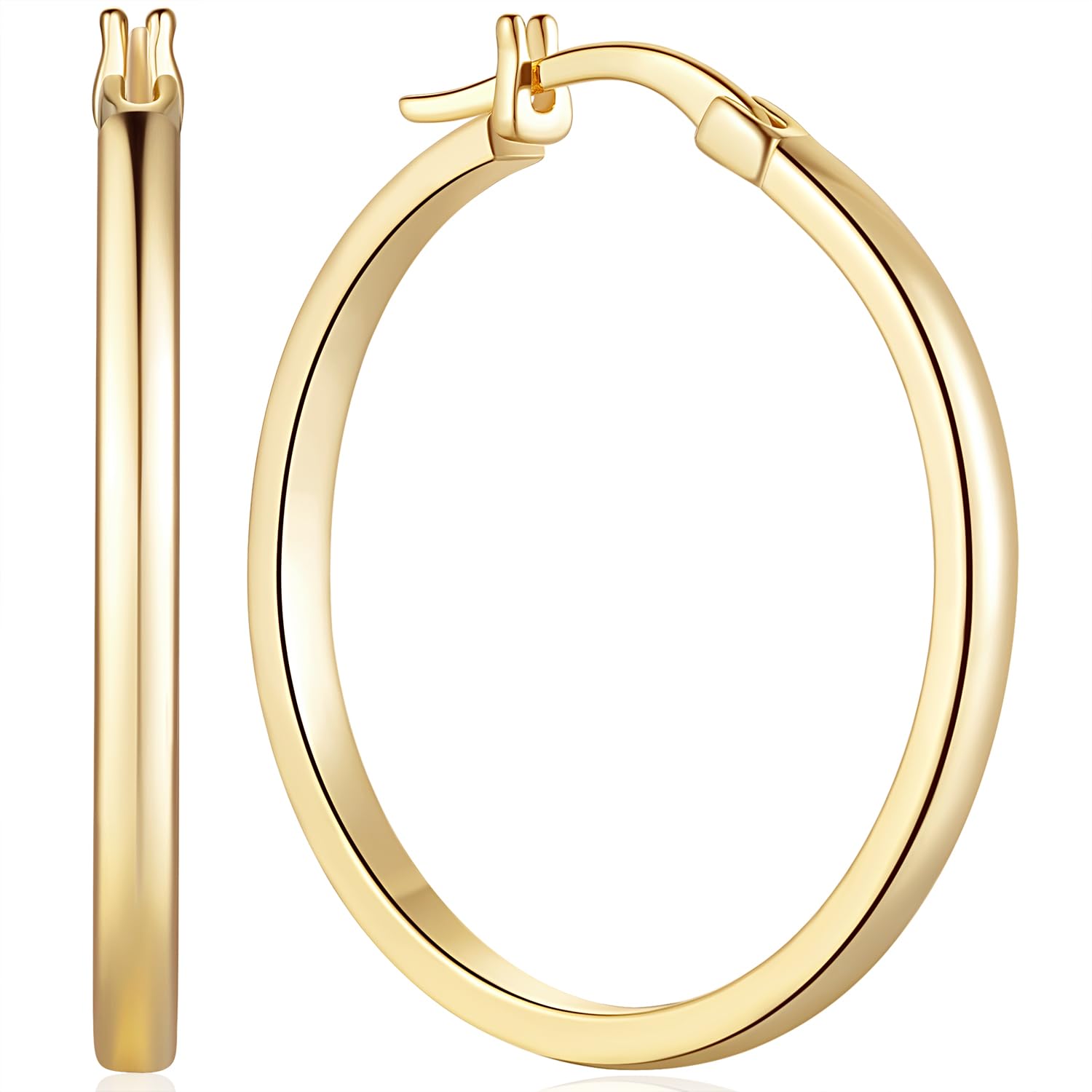 Brincos Momelf 14k Gold Hoop 20/30/40 Mm Leves Para Mulheres