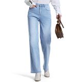 Jeans Sevego Femininos, Cintura Média, Perna Reta, Azul Claro