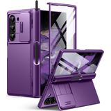 Capa De Telefone Berfy Para Samsung Galaxy Z Fold 6 Com S Pen Roxa