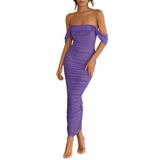 Vestido Feminino Prettygarden 2025, De Verão, Sem Ombros, Maxi
