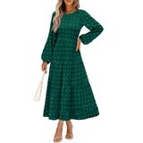 Vestido Maxi Feminino Prettygarden, Outono, Primavera, Verde Escuro, Xs