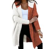 Suéter De Cardigã Astylish Oversize Knit Color Block Brown