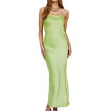 Blusas Tubulares Sem Encosto De Seda Acetinada Realtix Maxi Dress Para Mulheres